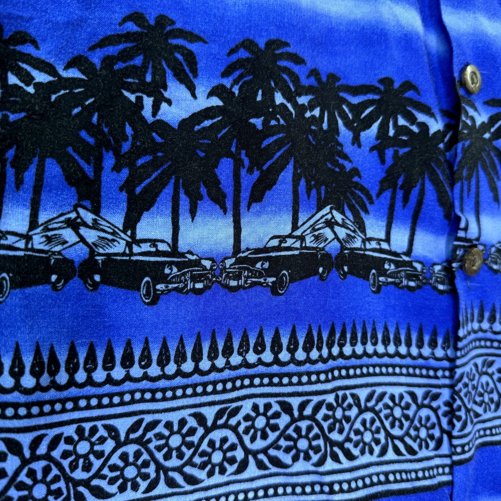 Pineapple Connection Hawaiian Shirt Men S Blue Cars Surfboards Palm‎ Classic - Picture 6 of 11